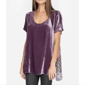 Johnny Was Purple Velvet & Silk Top Medium